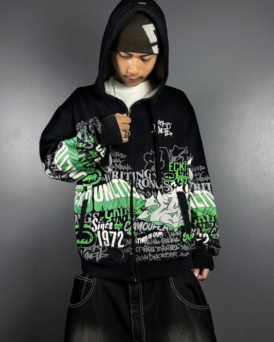 ecko graffiti Hiphop Zip-up Hoodie